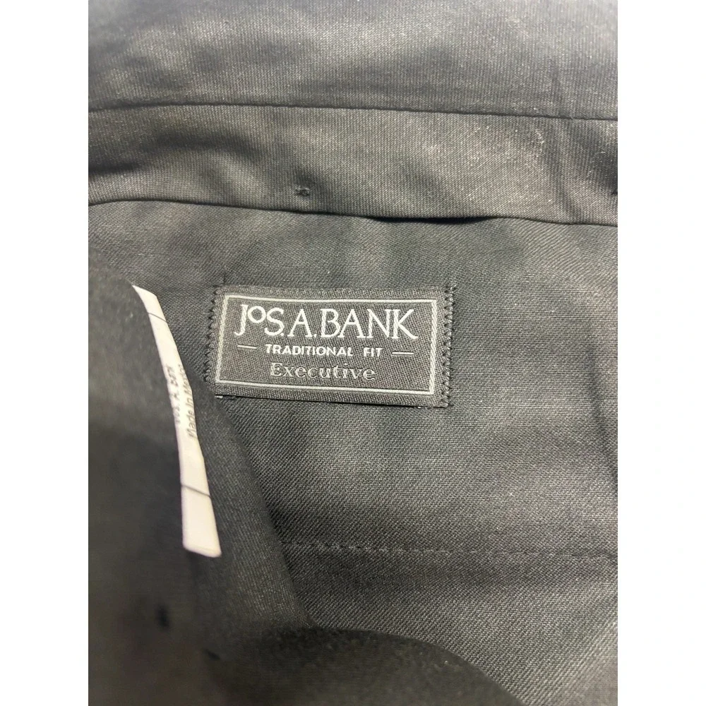 Jos A Bank 35x30 Black Executive Dress Suit Pants Pleated Wool High Waisted